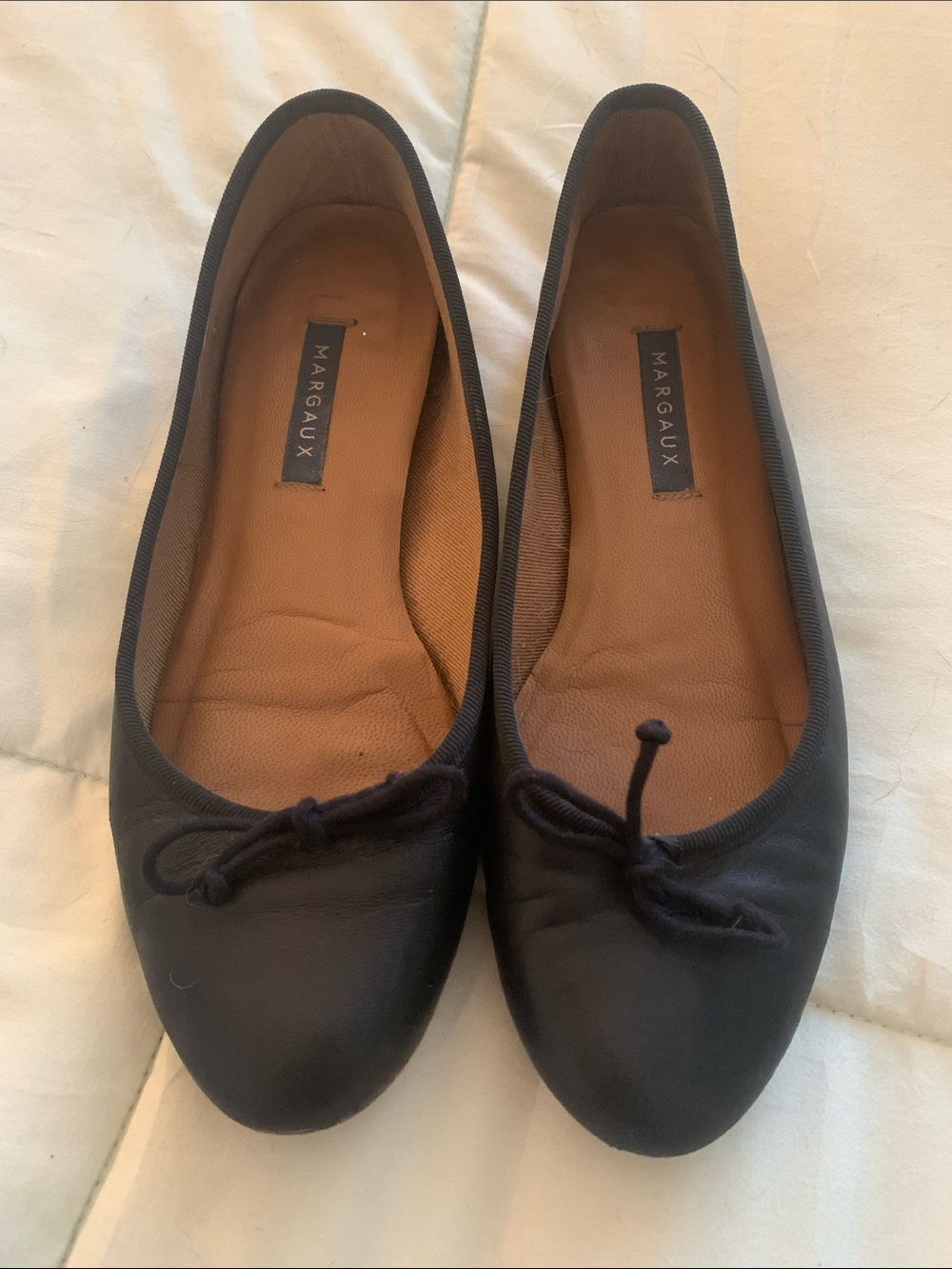 margaux black leather ballet flats